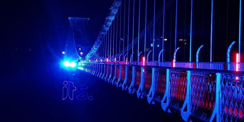 Bristol’s Clifton Suspension Bridge lights up the night in homage to Faster Britain